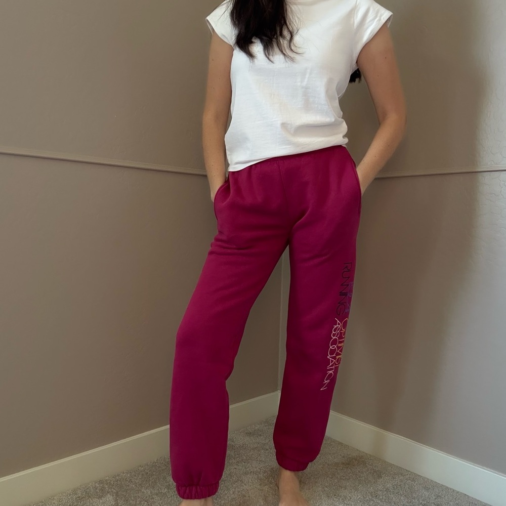 NWT Madhappy Berry Pink Embroidered Jogger Pants, Unisex
